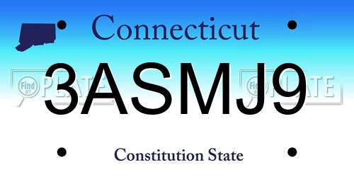 3ASMJ9 Connecticut License Plate