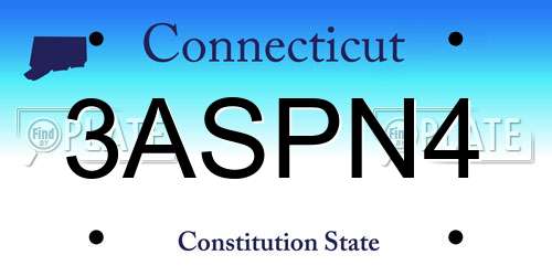 3ASPN4 Connecticut License Plate