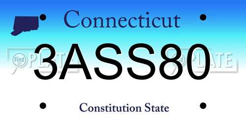 3ASS80 Connecticut License Plate