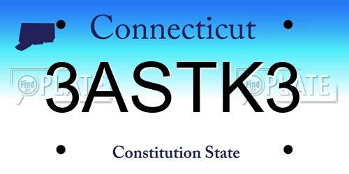 3ASTK3 Connecticut License Plate