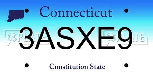 3ASXE9 Connecticut License Plate
