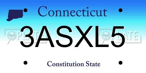 3ASXL5 Connecticut License Plate