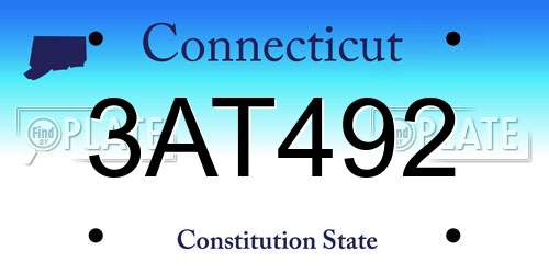 3AT492 Connecticut License Plate