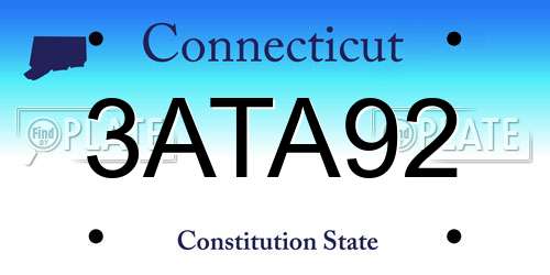 3ATA92 Connecticut License Plate