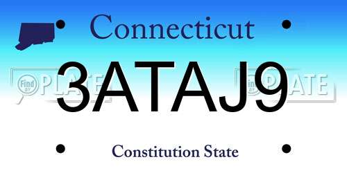 3ATAJ9 Connecticut License Plate