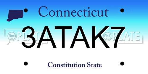 3ATAK7 Connecticut License Plate