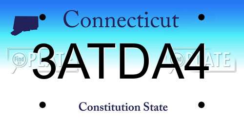 3ATDA4 Connecticut License Plate