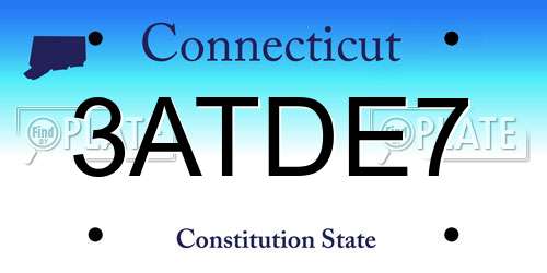 3ATDE7 Connecticut License Plate