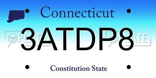 3ATDP8 Connecticut License Plate