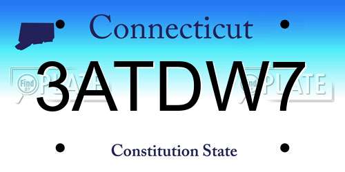 3ATDW7 Connecticut License Plate