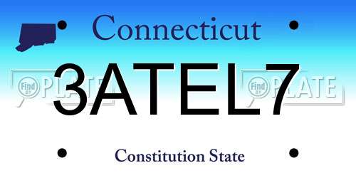 3ATEL7 Connecticut License Plate