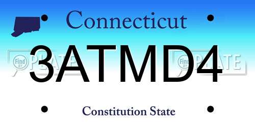 3ATMD4 Connecticut License Plate