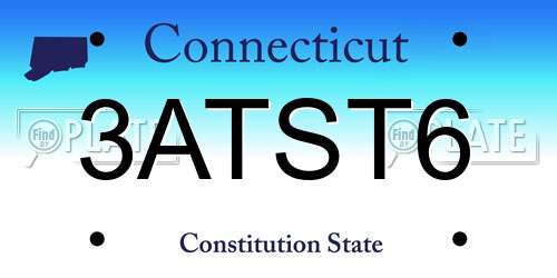 3ATST6 Connecticut License Plate