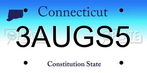 3AUGS5 Connecticut License Plate