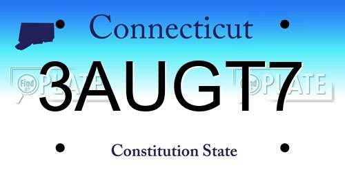 3AUGT7 Connecticut License Plate