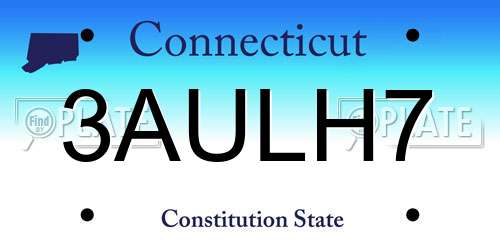 3AULH7 Connecticut License Plate