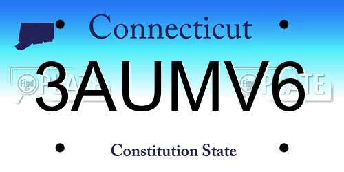 3AUMV6 Connecticut License Plate