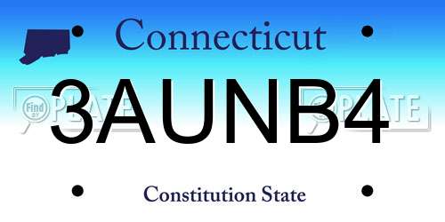 3AUNB4 Connecticut License Plate
