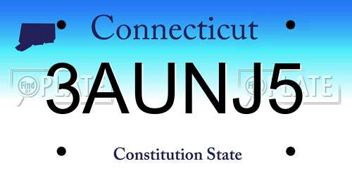 3AUNJ5 Connecticut License Plate