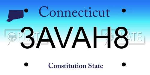 3AVAH8 Connecticut License Plate