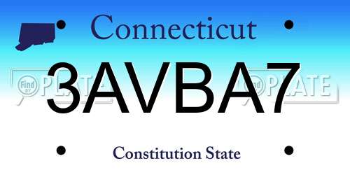 3AVBA7 Connecticut License Plate