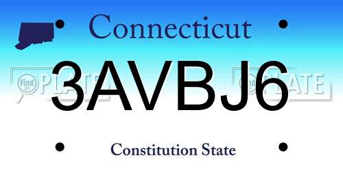 3AVBJ6 Connecticut License Plate