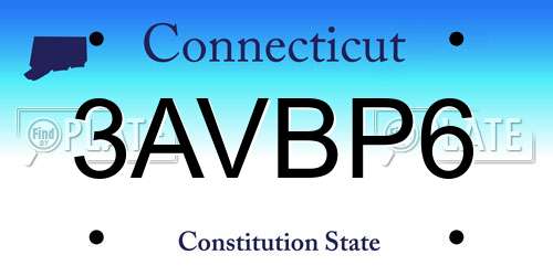 3AVBP6 Connecticut License Plate