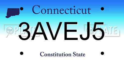 3AVEJ5 Connecticut License Plate