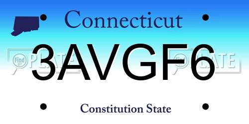 3AVGF6 Connecticut License Plate