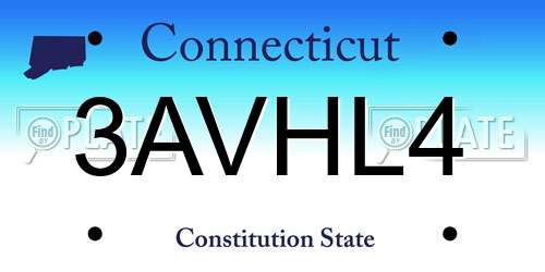 3AVHL4 Connecticut License Plate