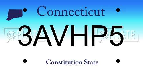 3AVHP5 Connecticut License Plate