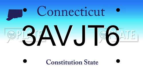 3AVJT6 Connecticut License Plate