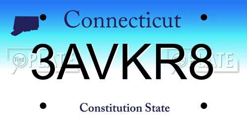 3AVKR8 Connecticut License Plate