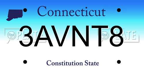 3AVNT8 Connecticut License Plate