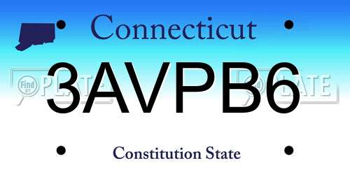 3AVPB6 Connecticut License Plate