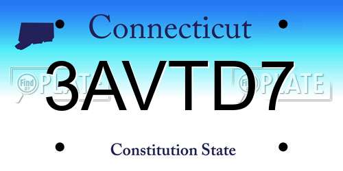 3AVTD7 Connecticut License Plate