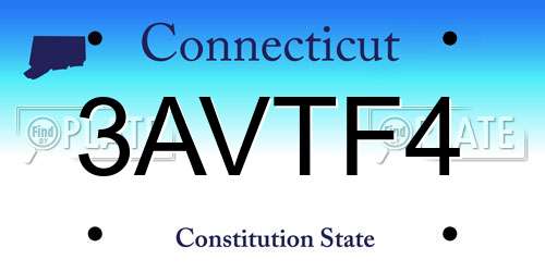 3AVTF4 Connecticut License Plate