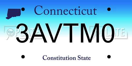 3AVTM0 Connecticut License Plate