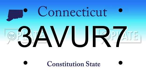 3AVUR7 Connecticut License Plate