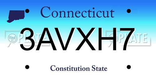 3AVXH7 Connecticut License Plate