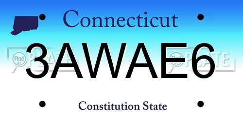 3AWAE6 Connecticut License Plate