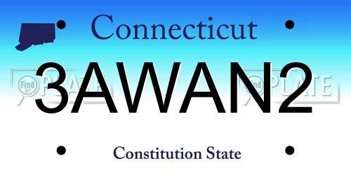 3AWAN2 Connecticut License Plate