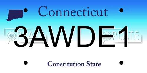 3AWDE1 Connecticut License Plate