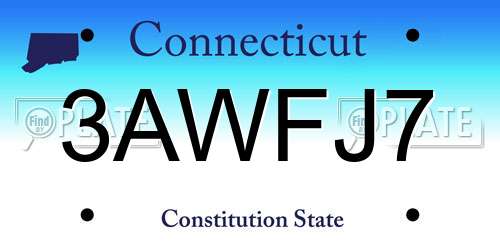 3AWFJ7 Connecticut License Plate
