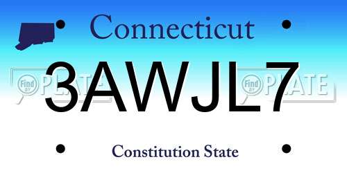 3AWJL7 Connecticut License Plate