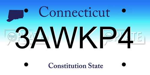 3AWKP4 Connecticut License Plate