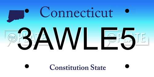 3AWLE5 Connecticut License Plate