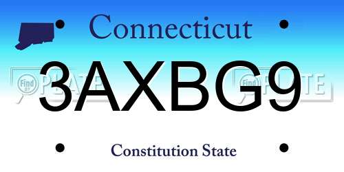 3AXBG9 Connecticut License Plate