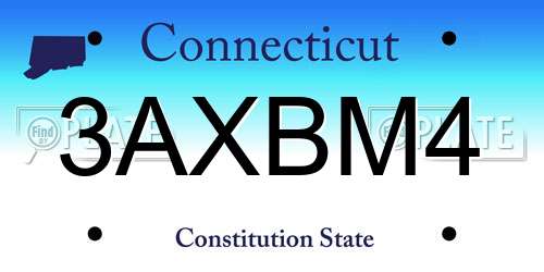 3AXBM4 Connecticut License Plate