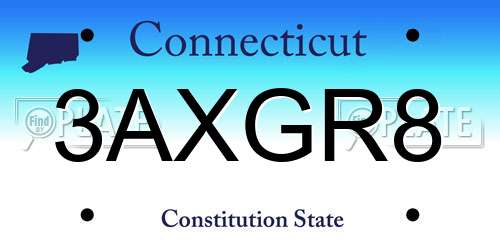 3AXGR8 Connecticut License Plate